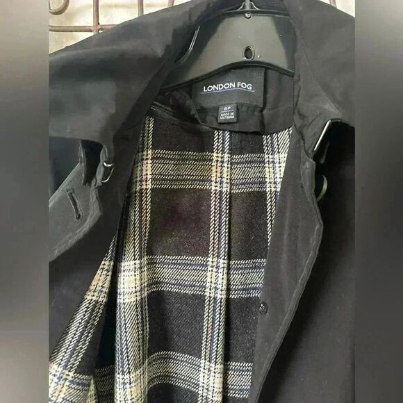 London Fog Black Trench Coat - Picture 7 of 10